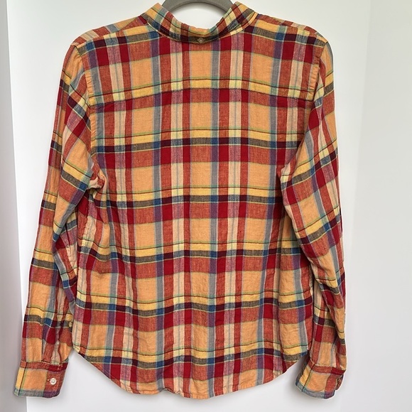 Ralph Ralph Lauren Linen Top Button Down Collared Plaid Shirt - Picture 3 of 15